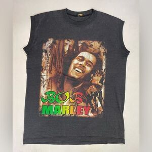 VINTAGE Bob Marley Graphic T-shirt Men Large Sleeveless Music
